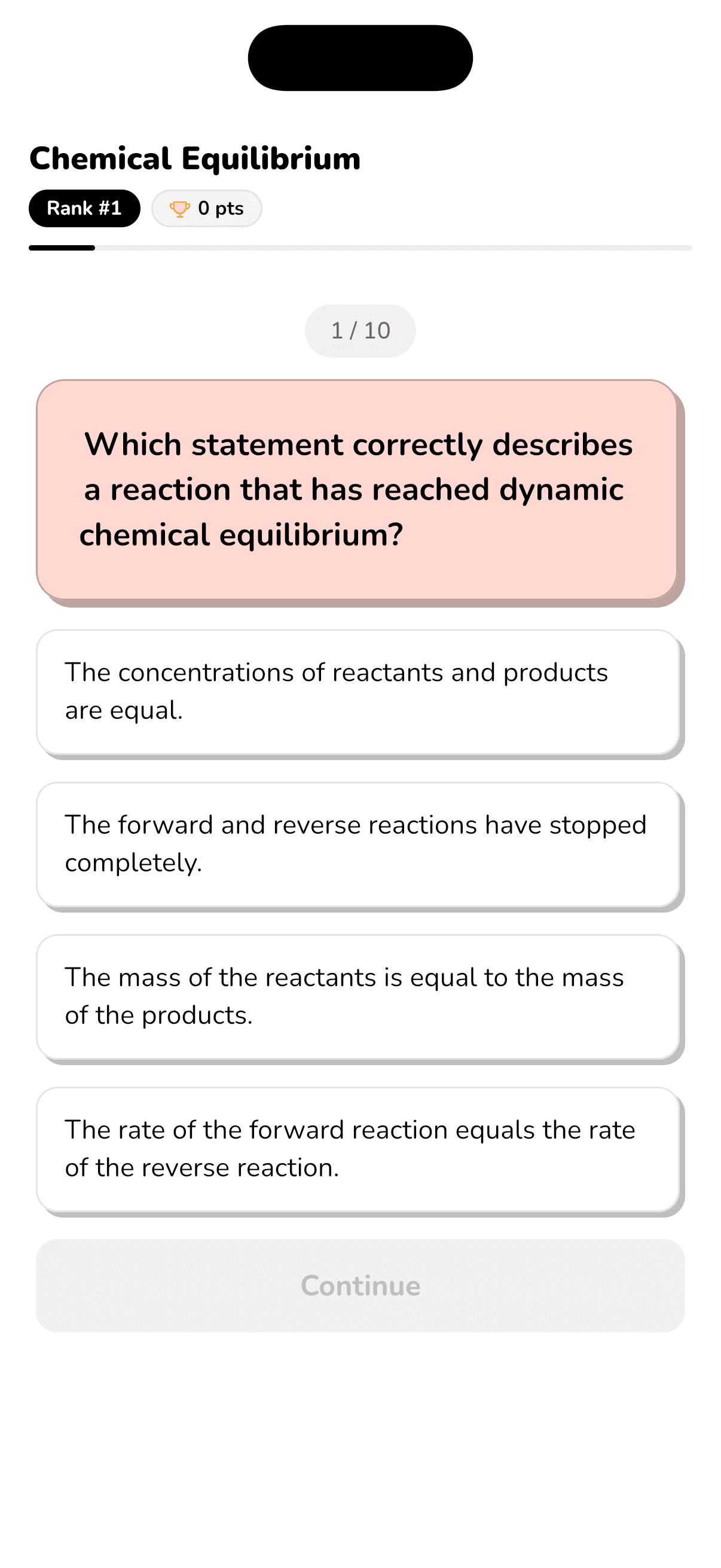 Practice quizzes screenshot