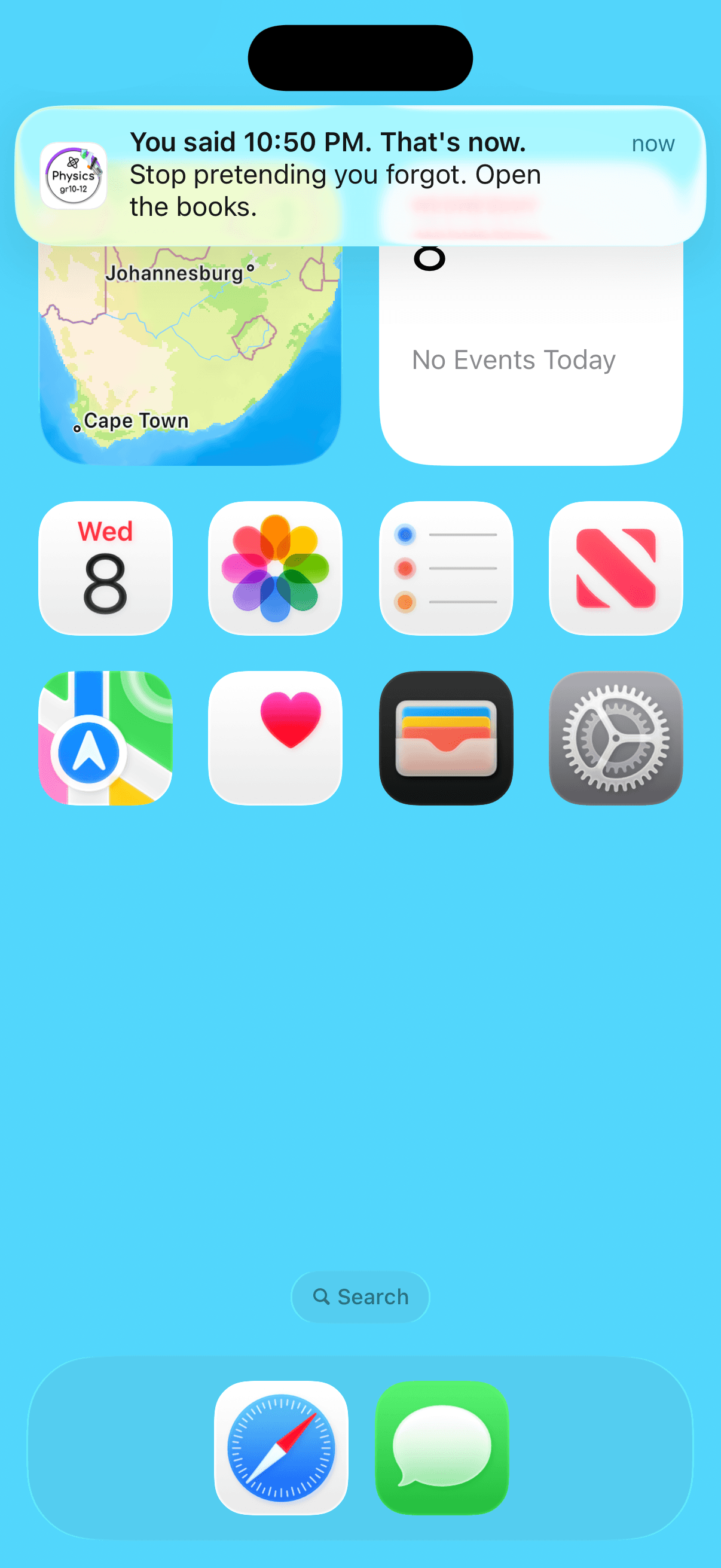 Study reminders screenshot
